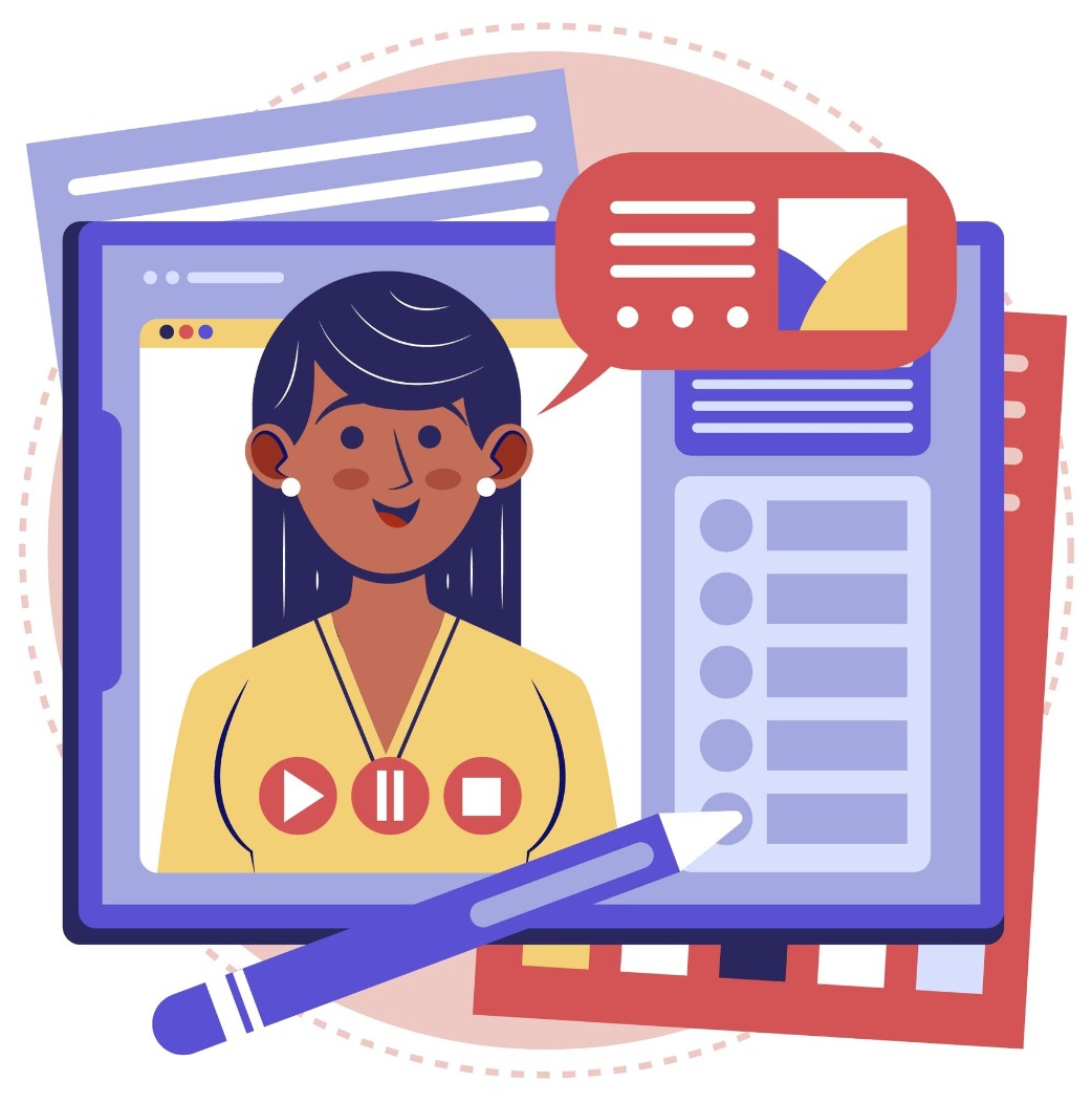A stylized illustration of recruiters analyzing a cv.